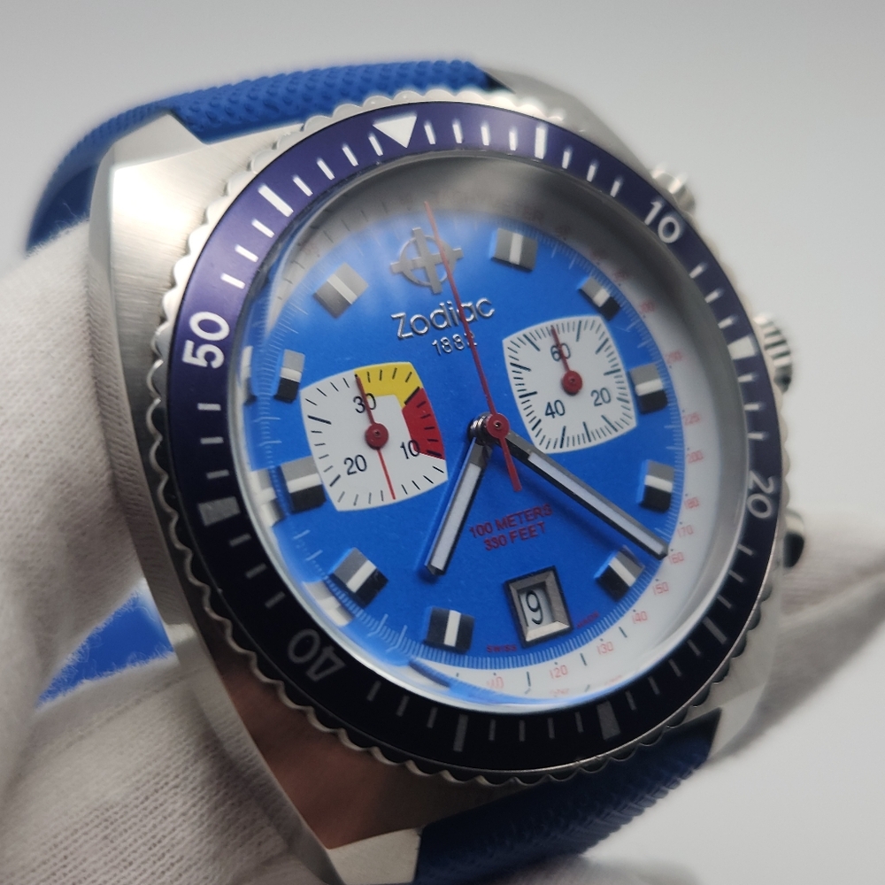 Zodiac Seadragon ZO2222 Men's Blue Quartz Chronograph Watch - READ DESCRIPTION - Picture 9 of 14